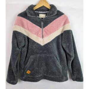 Simply Southern Women's Sweatshirt Small Gray Fuzzy Fleece 1/4 Zip Long Sleeve